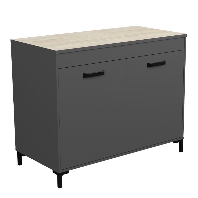 Módulo Inferior Cocina Smoke 118 cm Color Gris y Roble Estilo Moderno