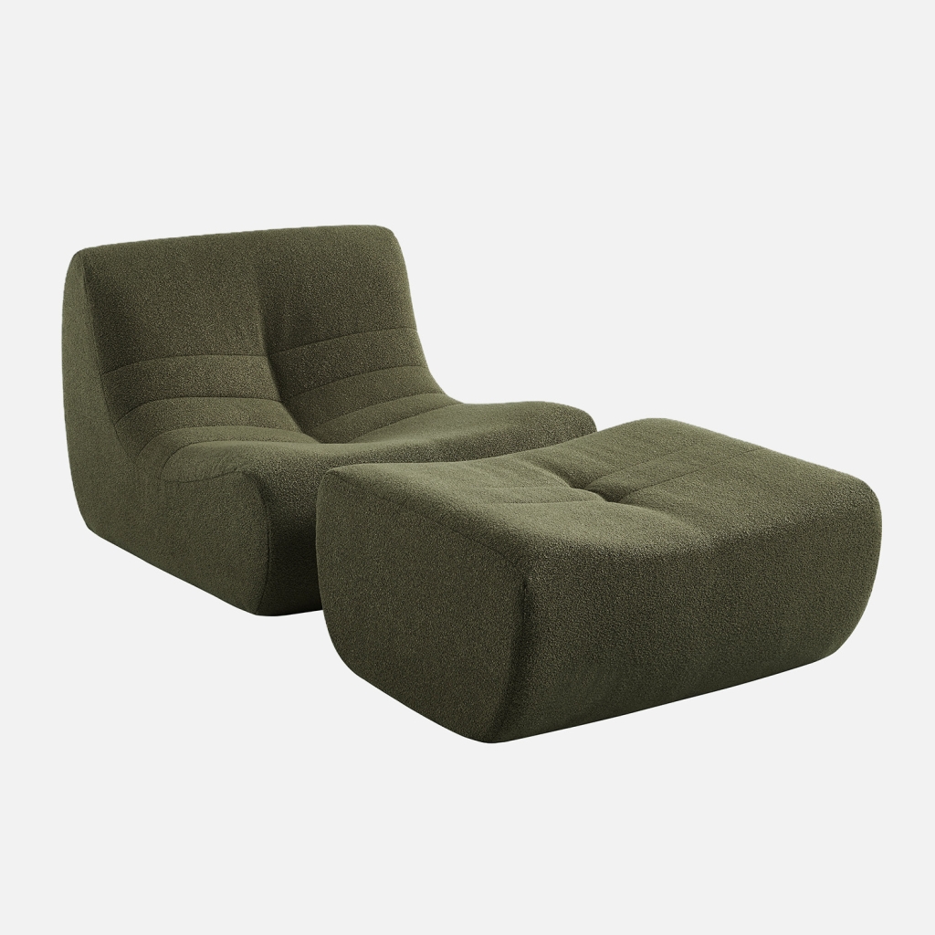 sweeek - Sillón de borreguito texturizada con reposapiés , Sokol borreguito , 91x105x72