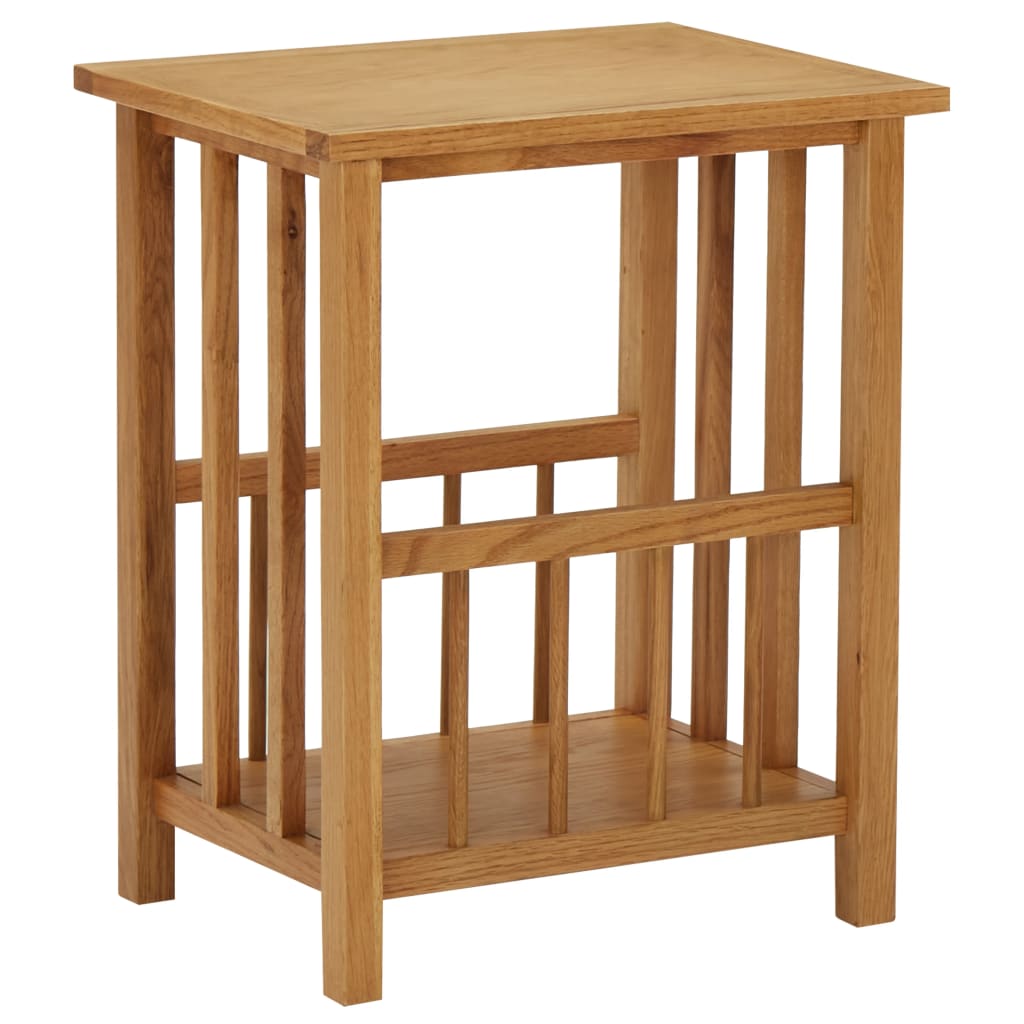 Mesa Revistero Vidaxl de Madera Maciza de Roble 45x35x55 Cm