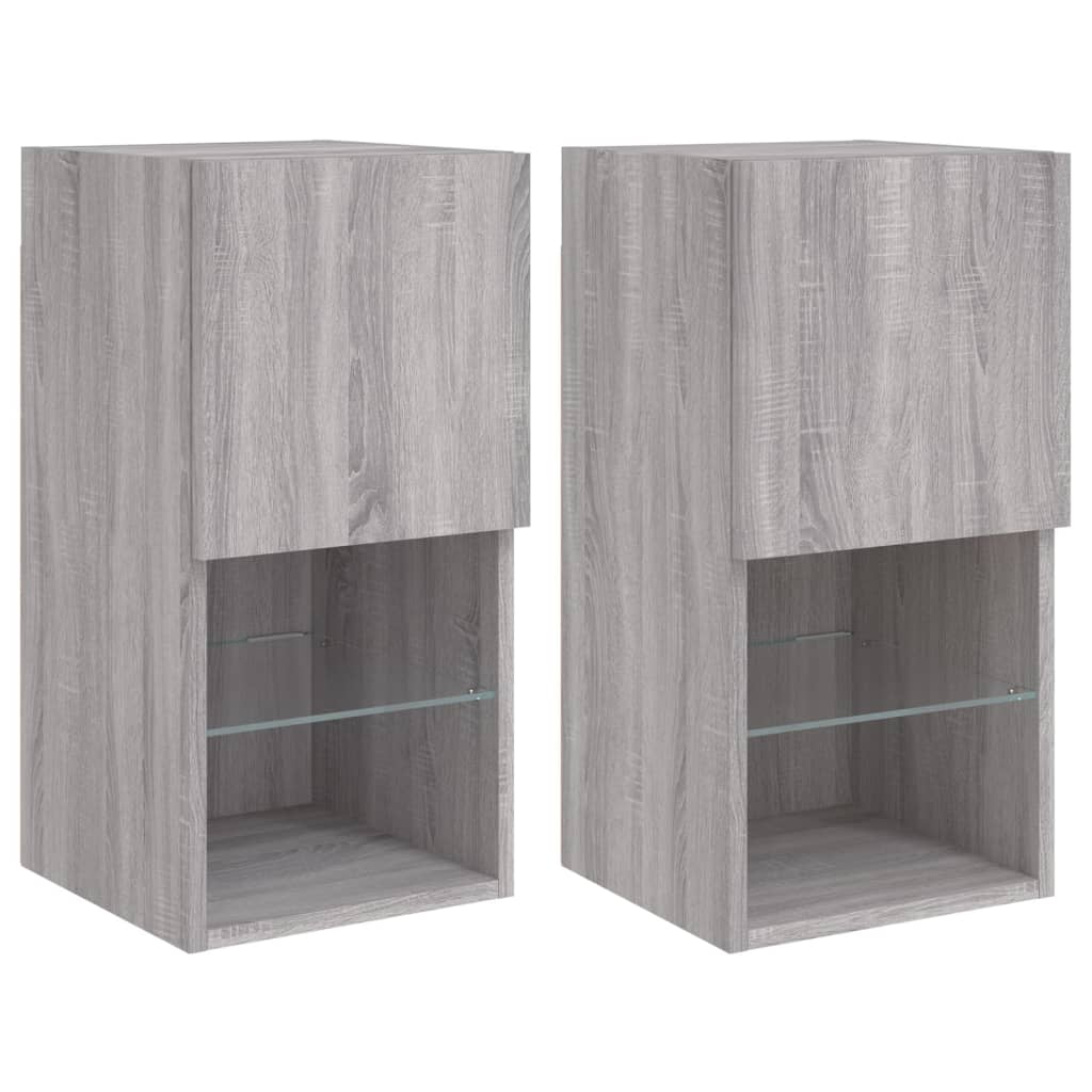 vidaXL Muebles de TV con luces LED 2 uds 30,5x30x60 cm, Mueble de Salon, Mueble TV, Mueble TV salon, Mesa de TV, Mueble tele