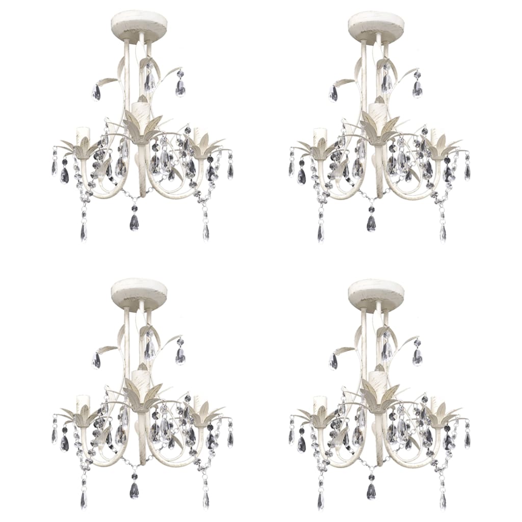 vidaXL Lámpara de Techo Colgante Araña de Cristal Elegante Blanco Iluminación Cantidad 1 unidad, 2 unidades, 4 unidades
