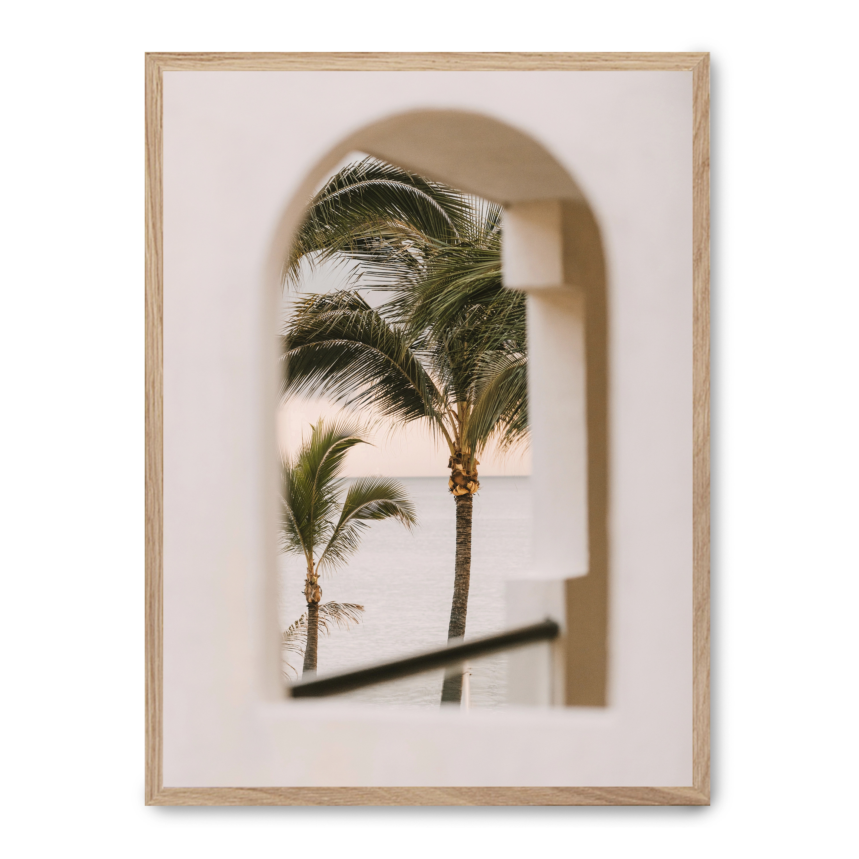 Cuadro arc of palms 30x40cm, Póster impreso en papel de primera calidad de 180gr, montado sobre marco de madera MDF acabado roble., Arquitectura