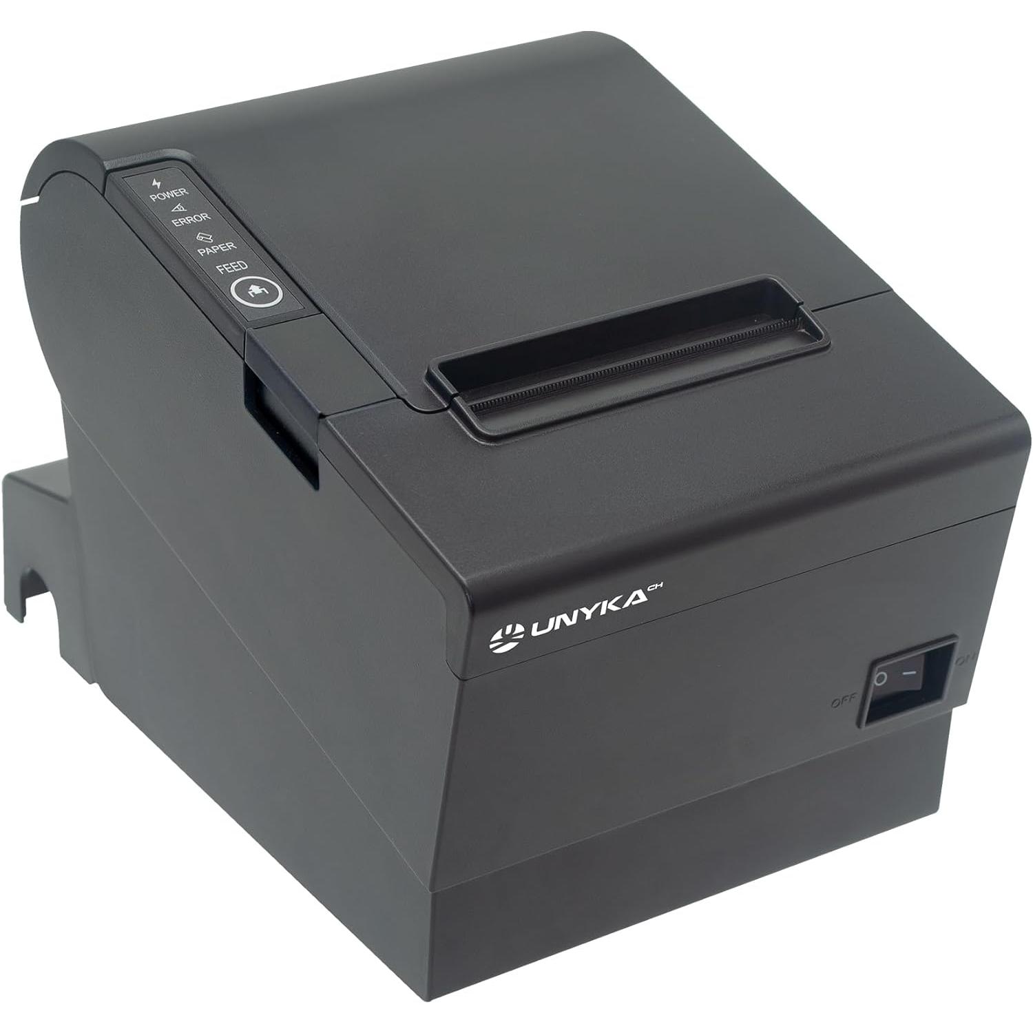 Unykach Impresora Térmica de Tickets POS5 UK56009 Botones Superiores , Conexiones USB, RJ12, RJ11 y LAN, Compatible Windows, JPOS, OPOS, Linux, Android y Mac, Ideal Hostelería, Peluquerías, Tiendas de Ropa, Panaderías, Supermercados, Librerías, Retailer