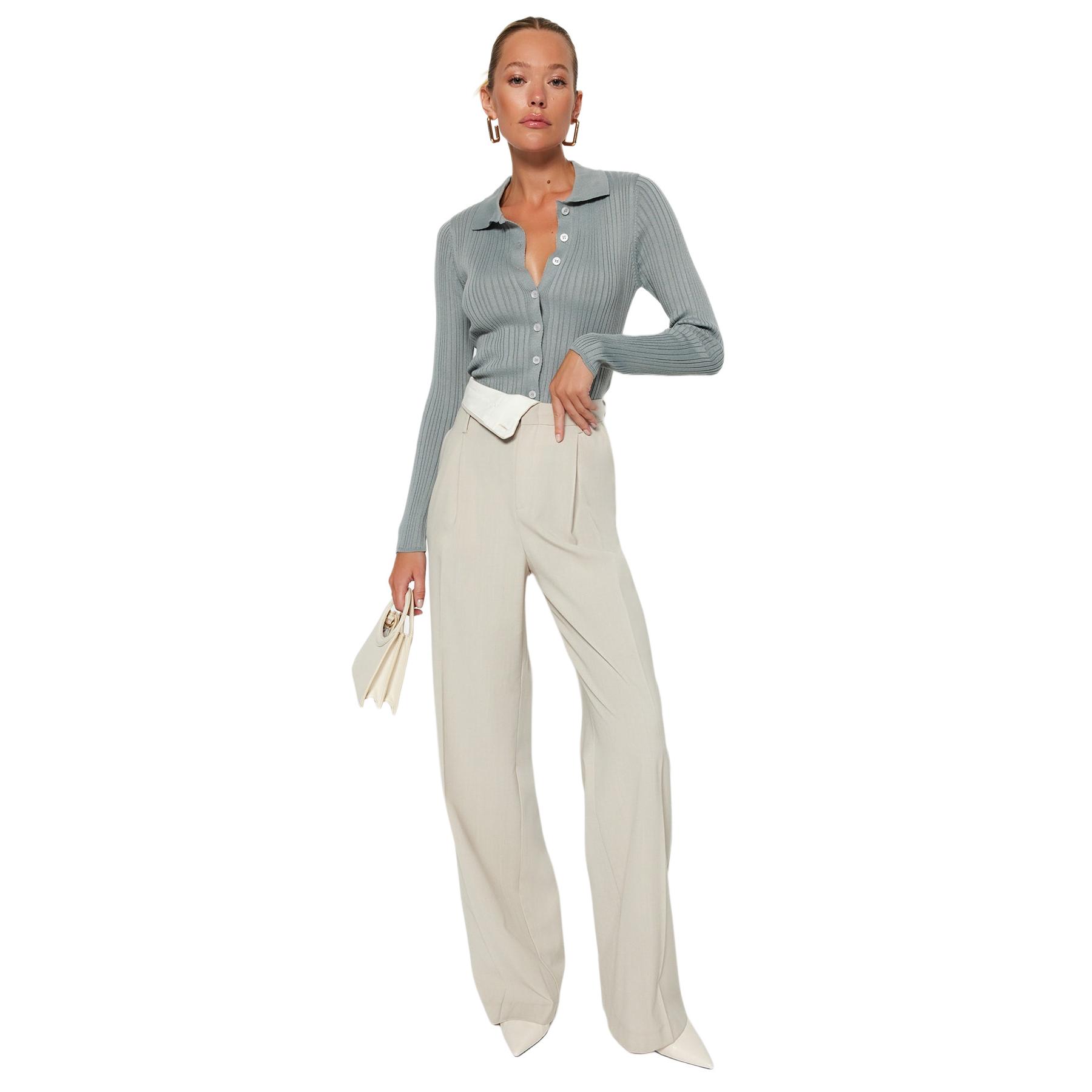 Trendyol Cárdigan De - Elegante Y Cómodo Gris Mujer Pequeño