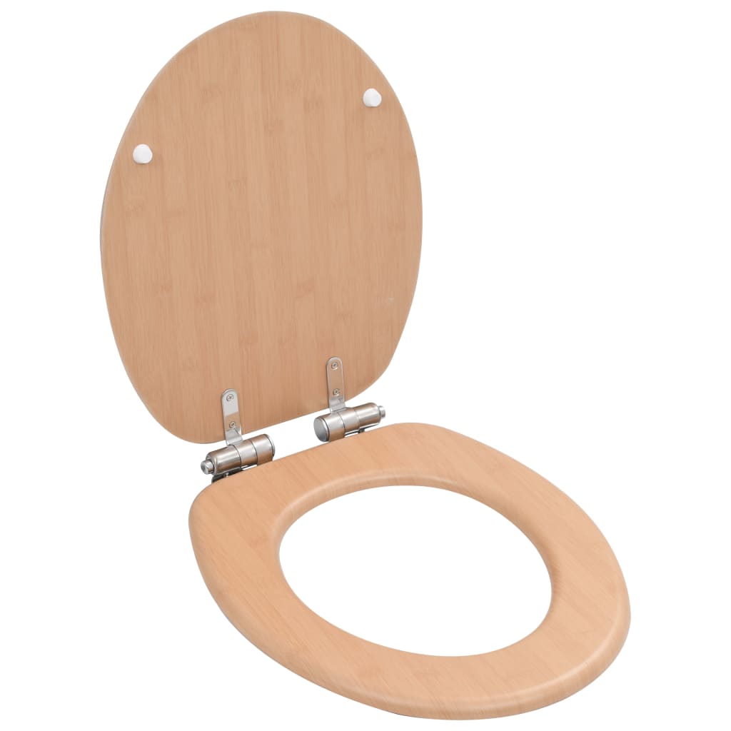 vidaXL Asiento Inodoro con Tapa de Cierre Suave MDF Tapa de Váter WC Diseño Flamenco,  Bambú,  concha y mas