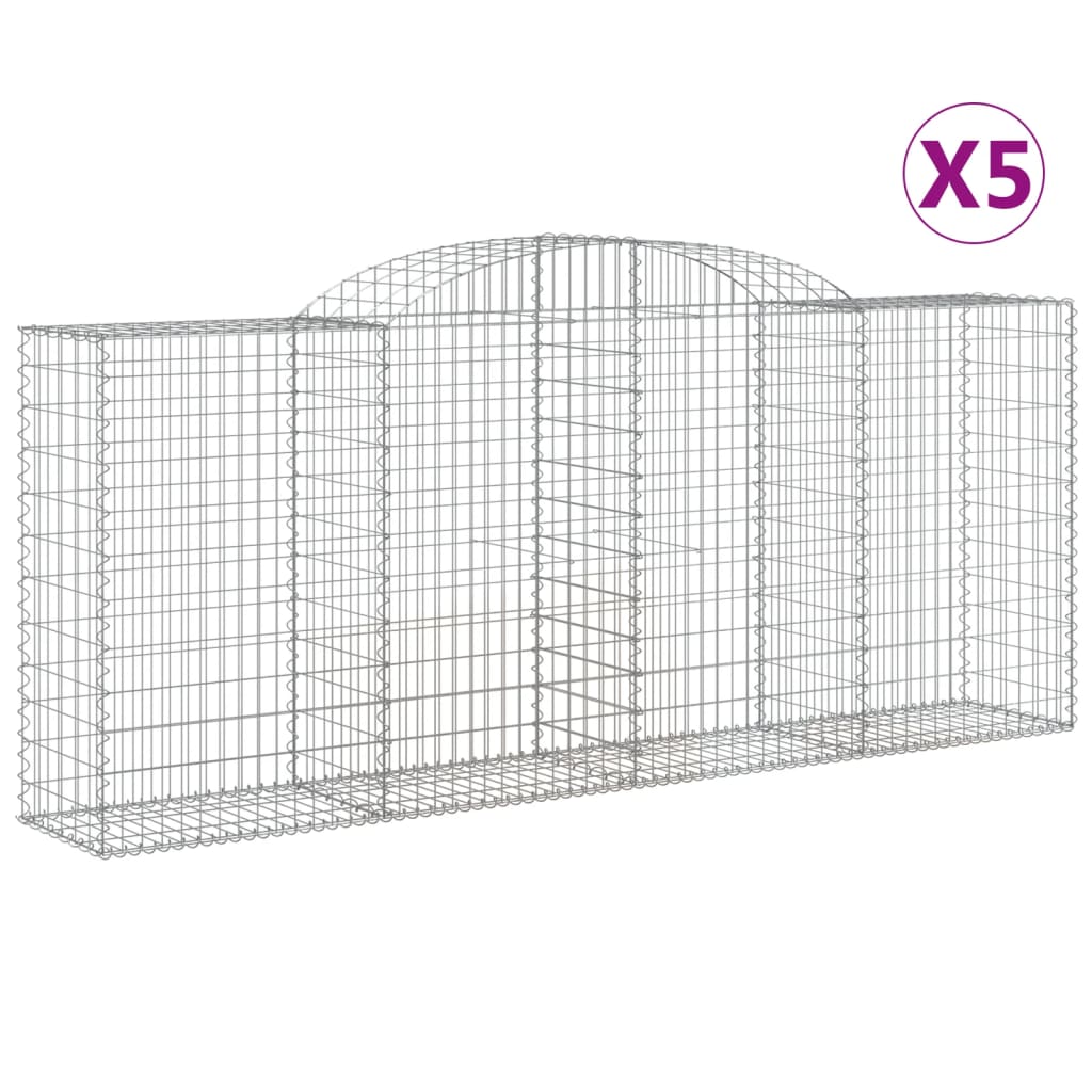 Vidaxl Cestas de Gaviones Forma de Arco Hierro 300 X 30 X 40/60 Cm