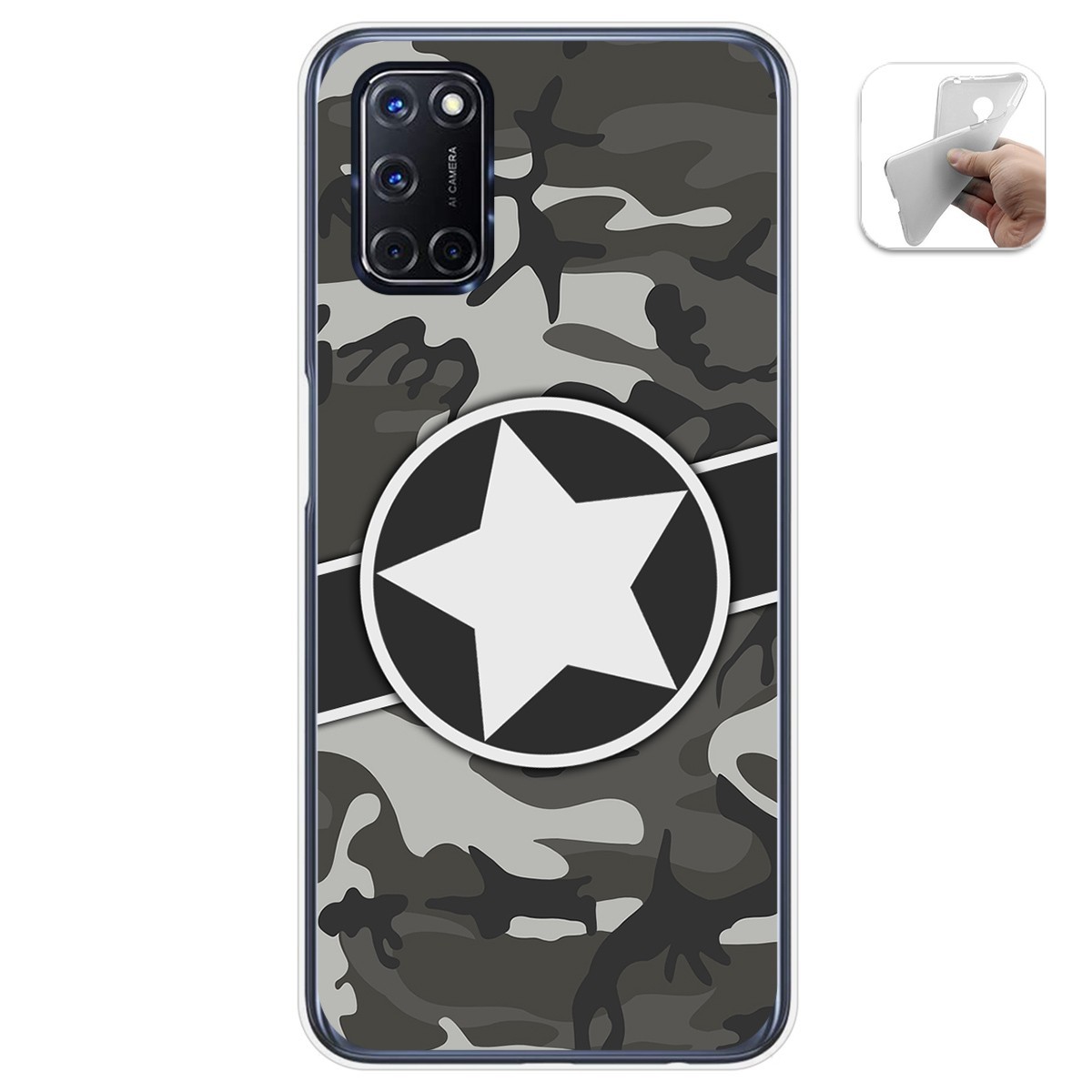 Tumundosmartphone Funda Gel Tpu para Oppo A52 / Oppo A72 diseño Camuflaje 02 Dibujos