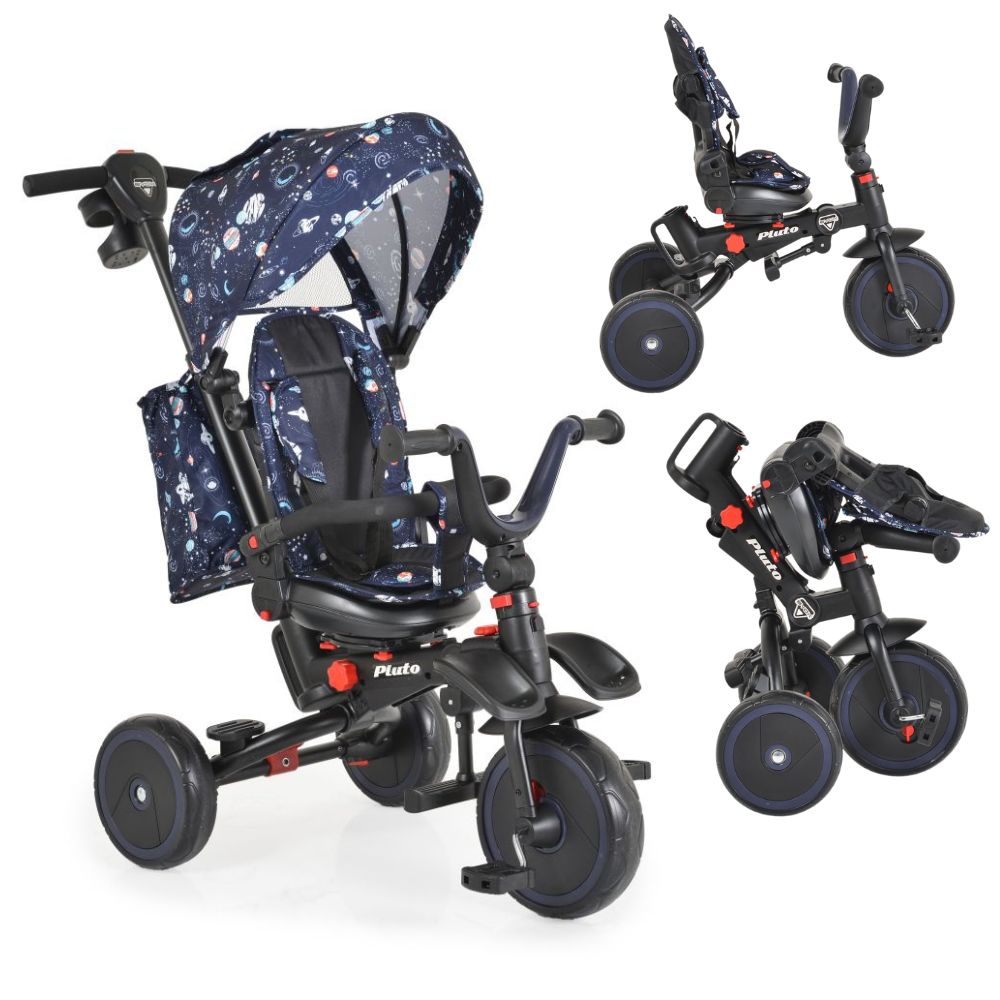 Moni  Triciclo Infantil PLUTO con Asiento Giratorio, Capota y Mango Parental hasta 25 Kg de Byox