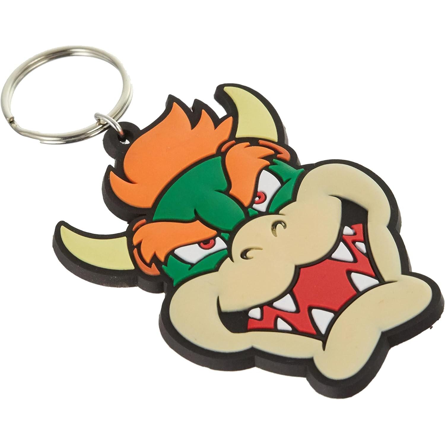 Super Mario Bros Llavero Super Mario Bowser de Caucho con Licencia Oficial