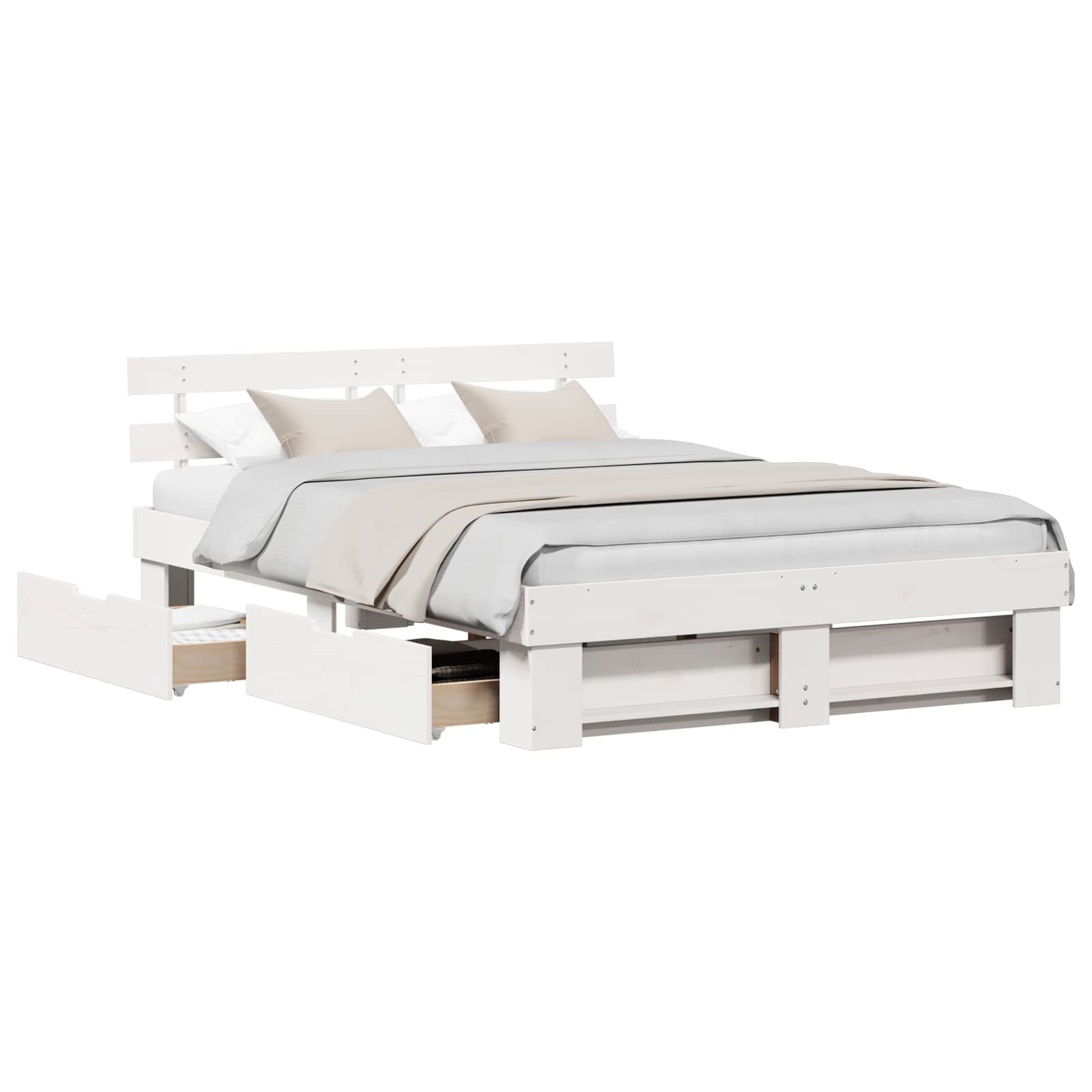 vidaXL Estructura de cama con cabecera con cajón Madera de pino macizo Cama Multitalla