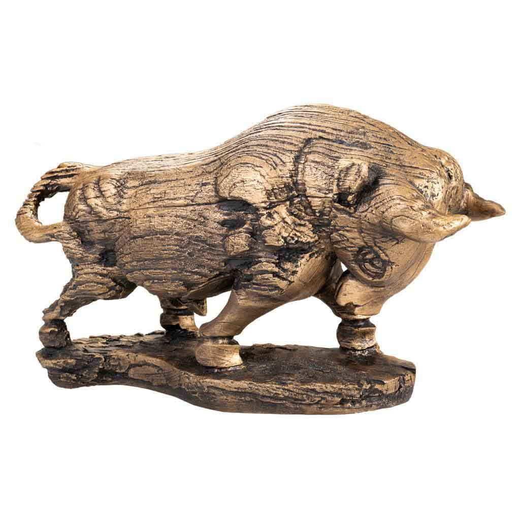 Figura Toro Poliresina Viejo Dorado 18,5x53,5x30,5cm, El mejor complemento para tu hogar