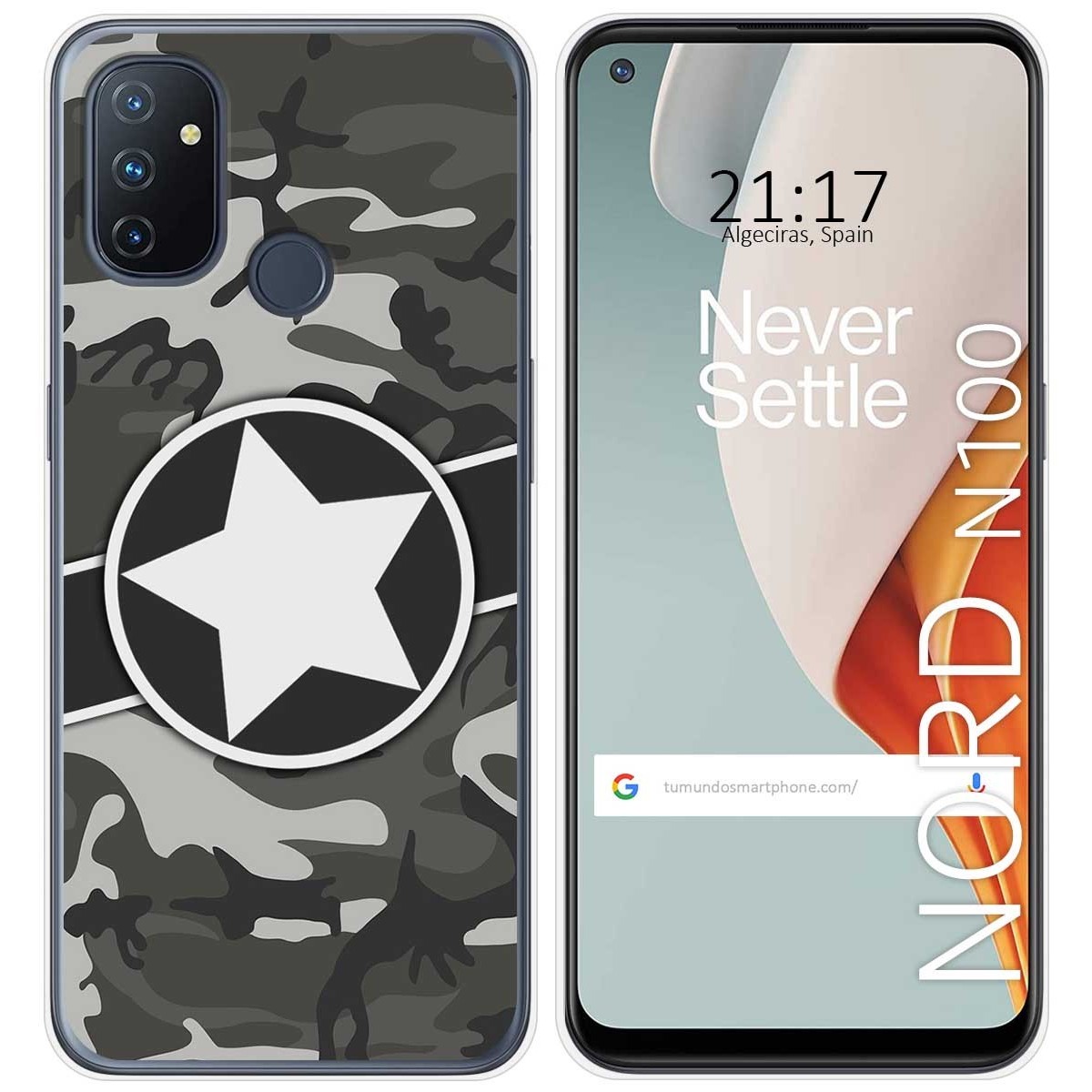 Tumundosmartphone Funda Gel Tpu para Oneplus Nord N100 diseño Camuflaje 02 Dibujos