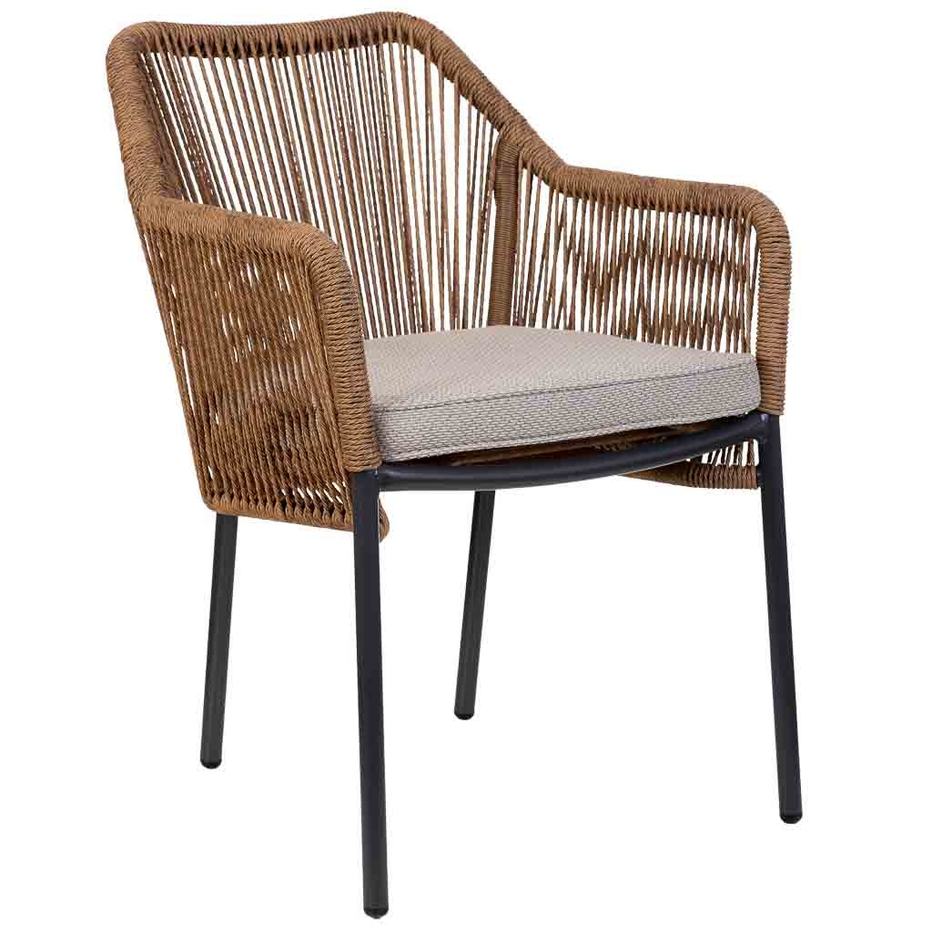 Silla de ratan sintético marrón 56x66x80