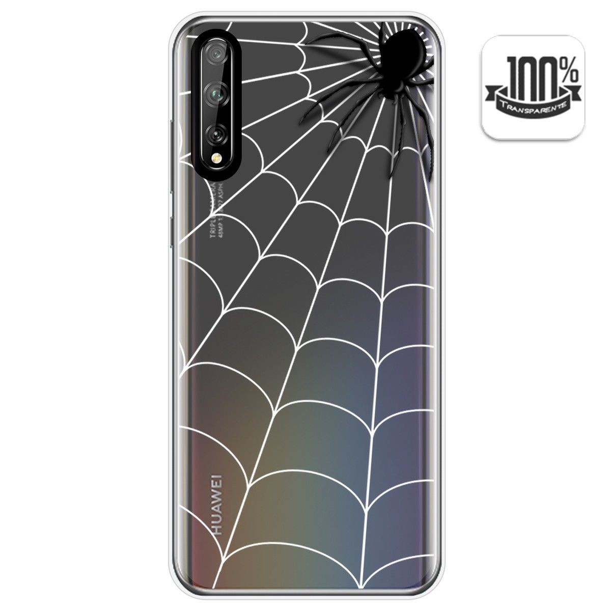 Tumundosmartphone Funda Gel Transparente para Huawei P Smart S / Y8p diseño Araña Dibujos