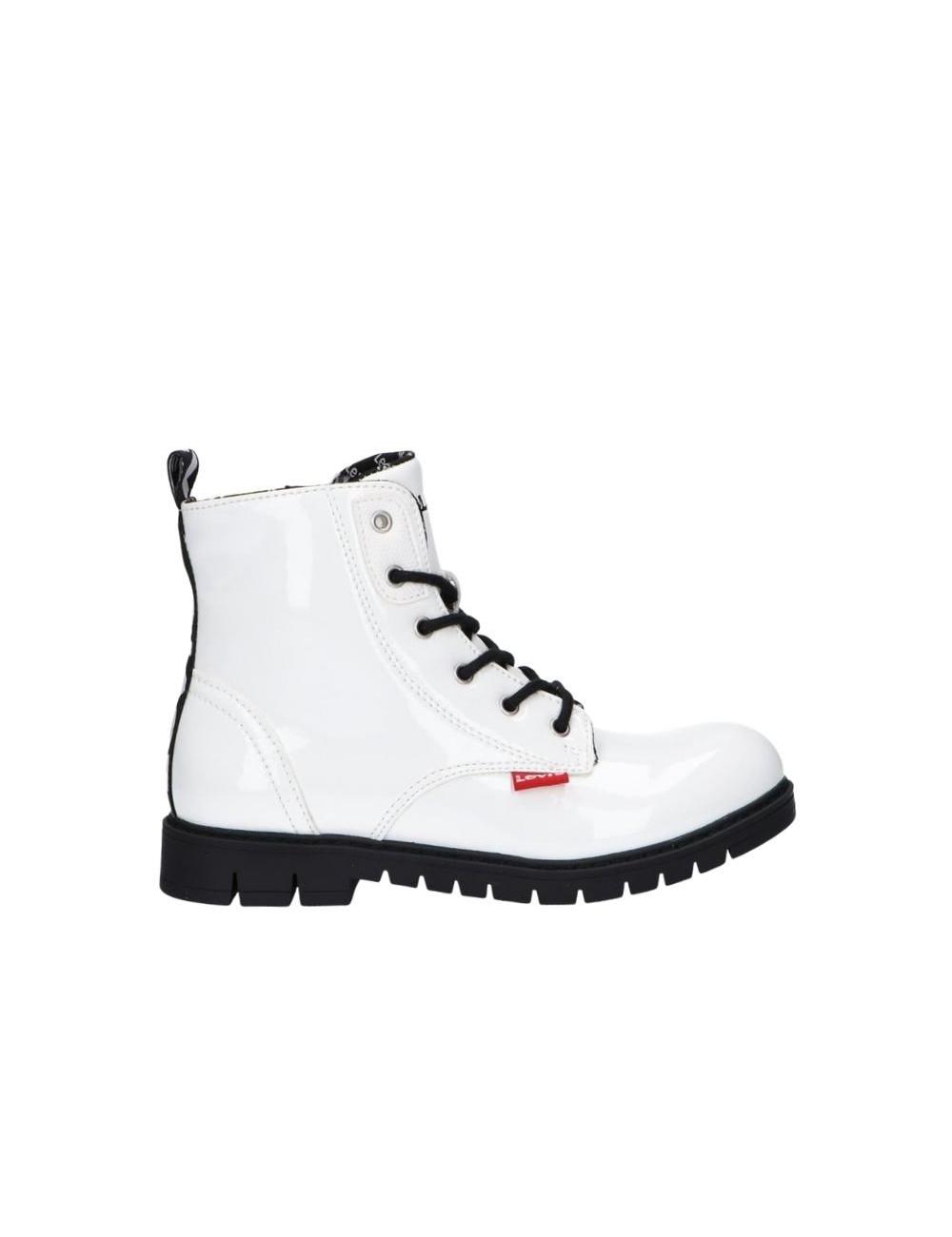 Botas Levis Kids Negras con Cremallera y Logo en Textil Blanco