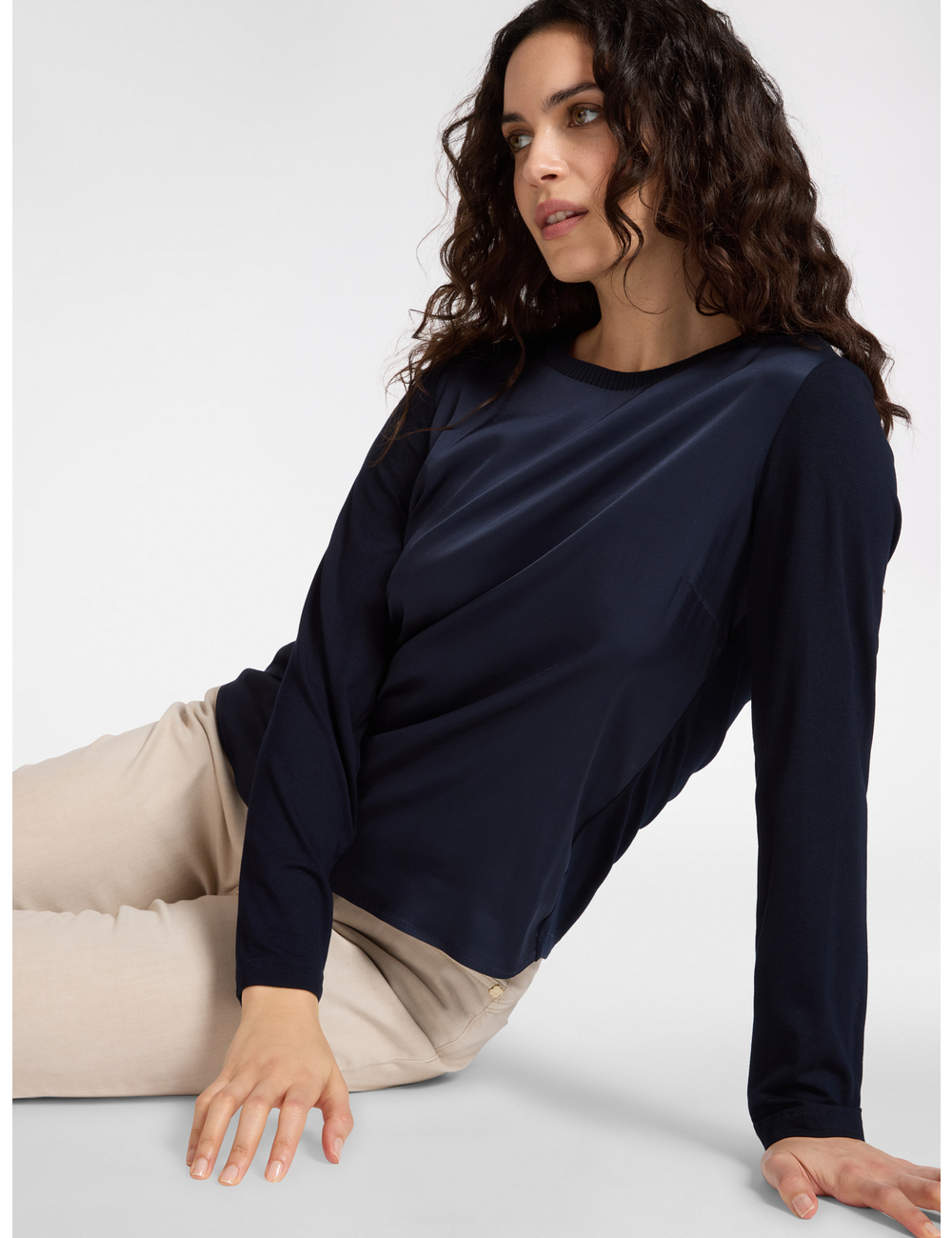 Elena Mirò - Camiseta en dos tejidos