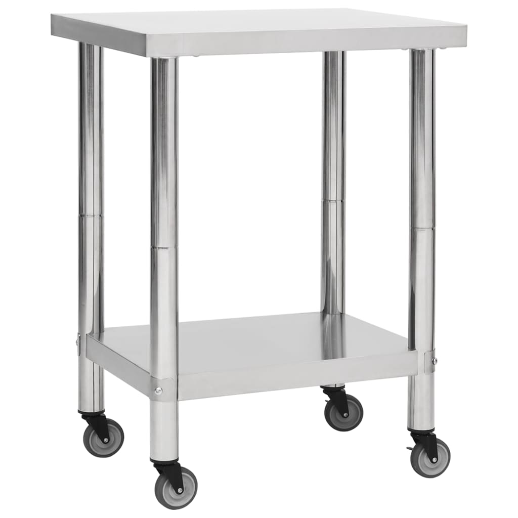 vidaXL Mesa de Trabajo para Cocina con Ruedas Acero Inox Comida Dimensiones 60 x 30 x 85 cm,  80 x 30 x 85 cm,  100 x 30 x 85 cm y mas