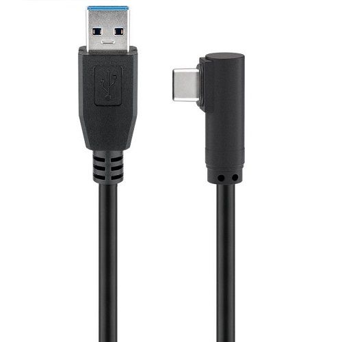 CABLEPELADO Cable USB 3.0 Super Speed | Cable USB Carga Rápida Tipo USB C acodado | Alta Velocidad 5Gbps | Compatible con Galaxy, Redmi Note, Huawei, BQ, Lenovo, Xiaomi | Negro | 1 Metro