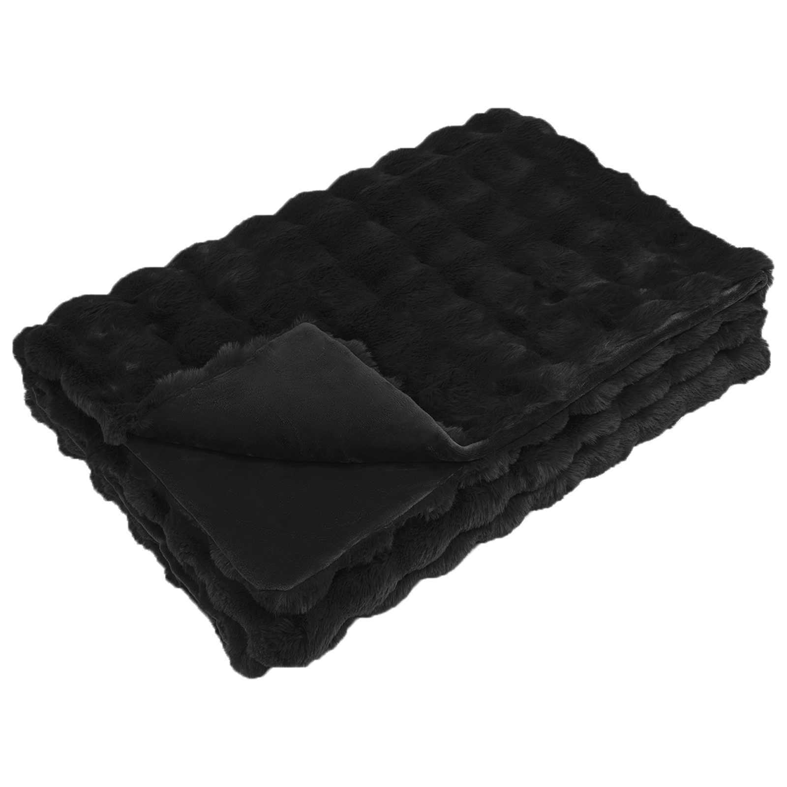 vidaXL Manta de de conejo sintético antideslizante Olite Negro