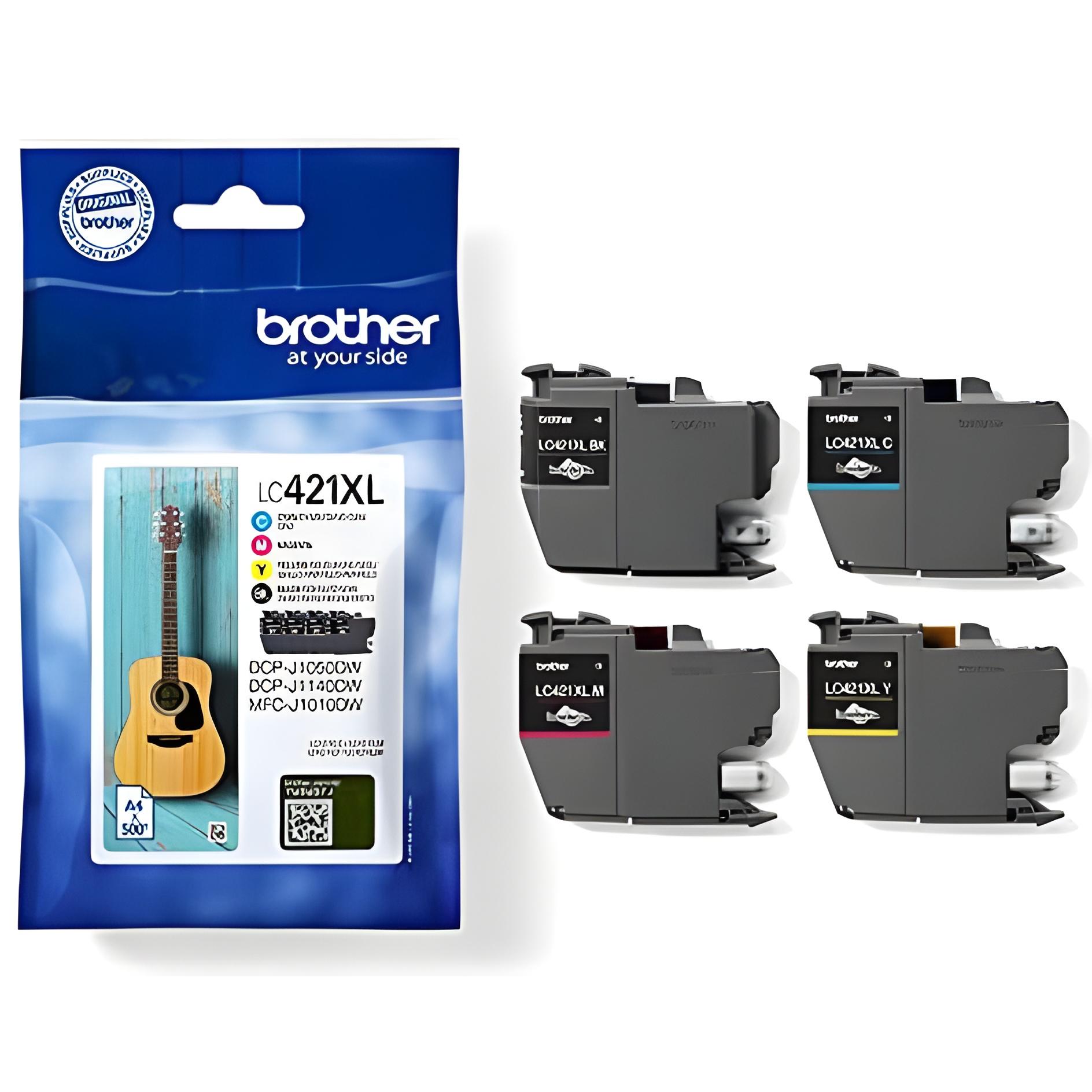 Cartuchos de Tinta Brother LC421XLVAL para MFCJ1010DW y DCPJ1050DW - Pack de 4 Colores de Alta Capacidad