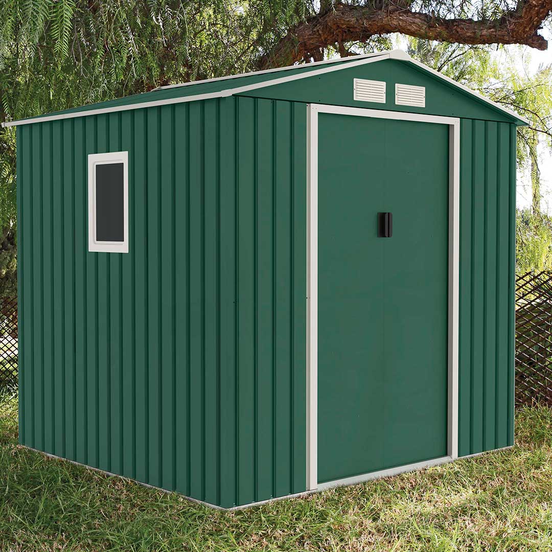 CASETA METALICA MENORCA VERDE HIGH DOOR 2.13X2.05X1.91 M NORTENE