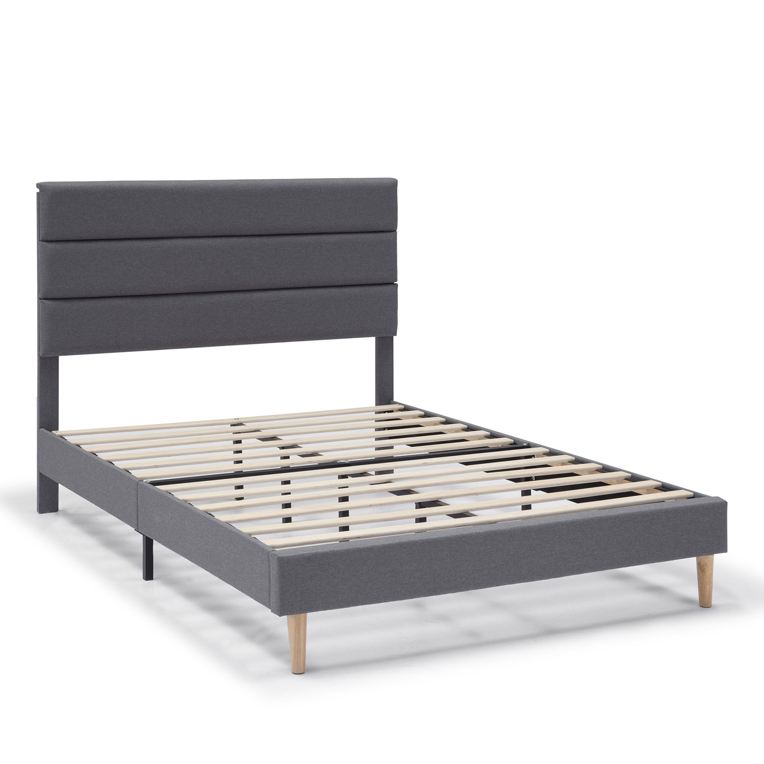 Estructura de Cama tapizada Aroma de 30 cm, 150x190 cm, color Gris oscuro VS Venta-Stock
