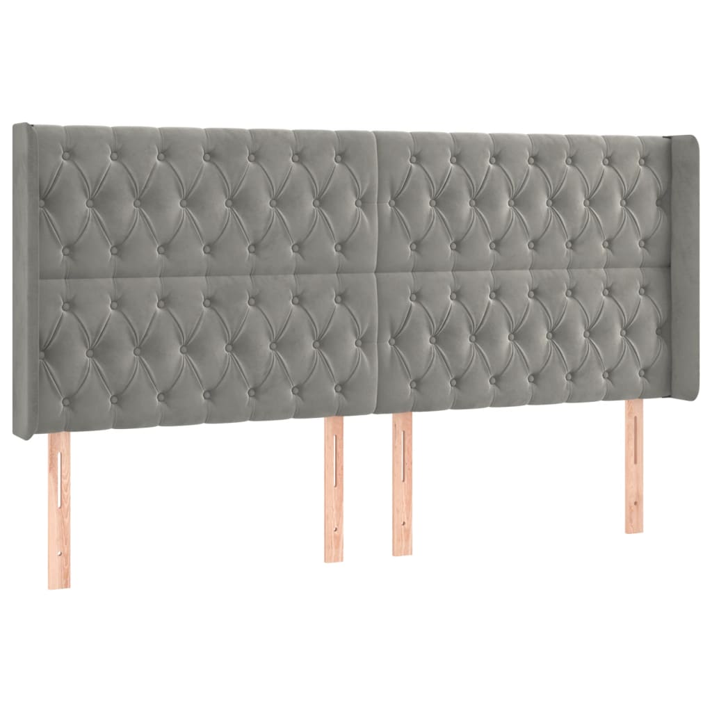vidaXL Cabecero con LED de terciopelo gris claro 203x16x118/128 cm