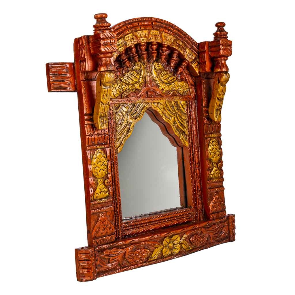 WANDERLUST DECO Espejo de Madera Artesanal Marrón 59x51x10h Cm - Decoración Rústica