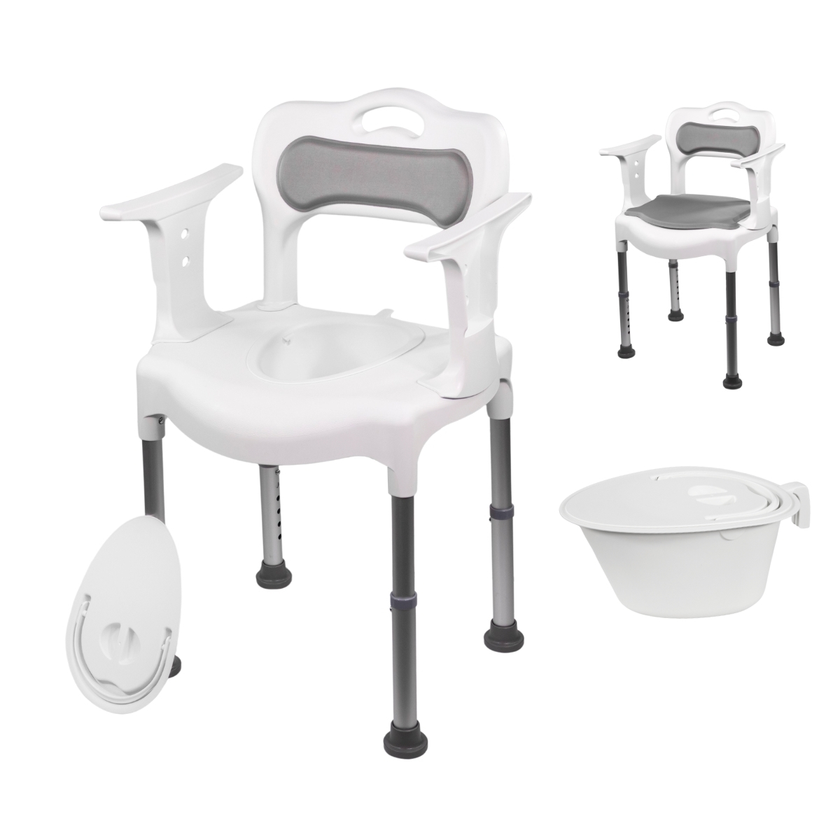 Silla de baño con orinal Mobiclinic Regulable en altura Fácil de montar Resistente a la oxidación Guido