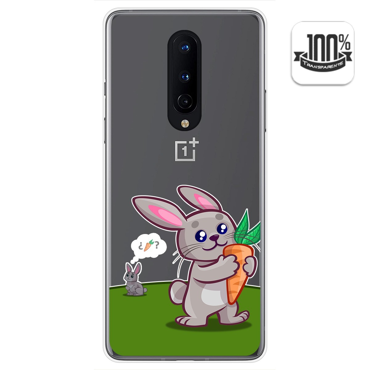Tumundosmartphone Funda Gel Transparente para OnePlus 8 diseño Conejo Dibujos