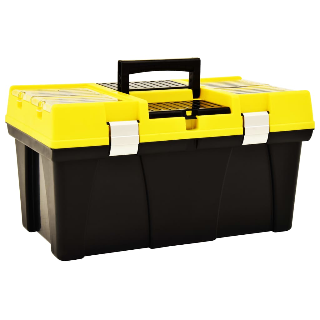 vidaXL Caja de herramientas de plástico amarillo 595x337x316 mm