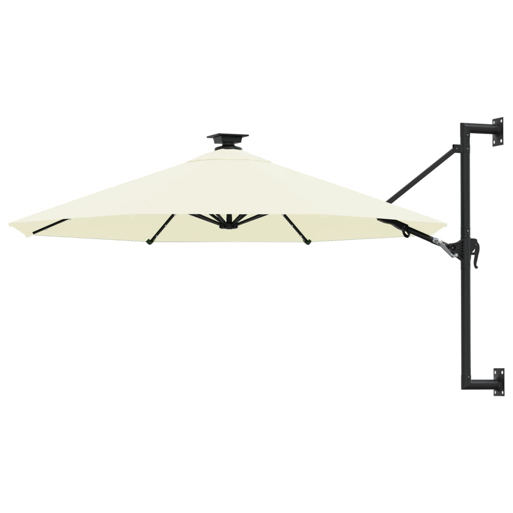 vidaXL Sombrilla de jardín de pared con luces LED arena 300 cm