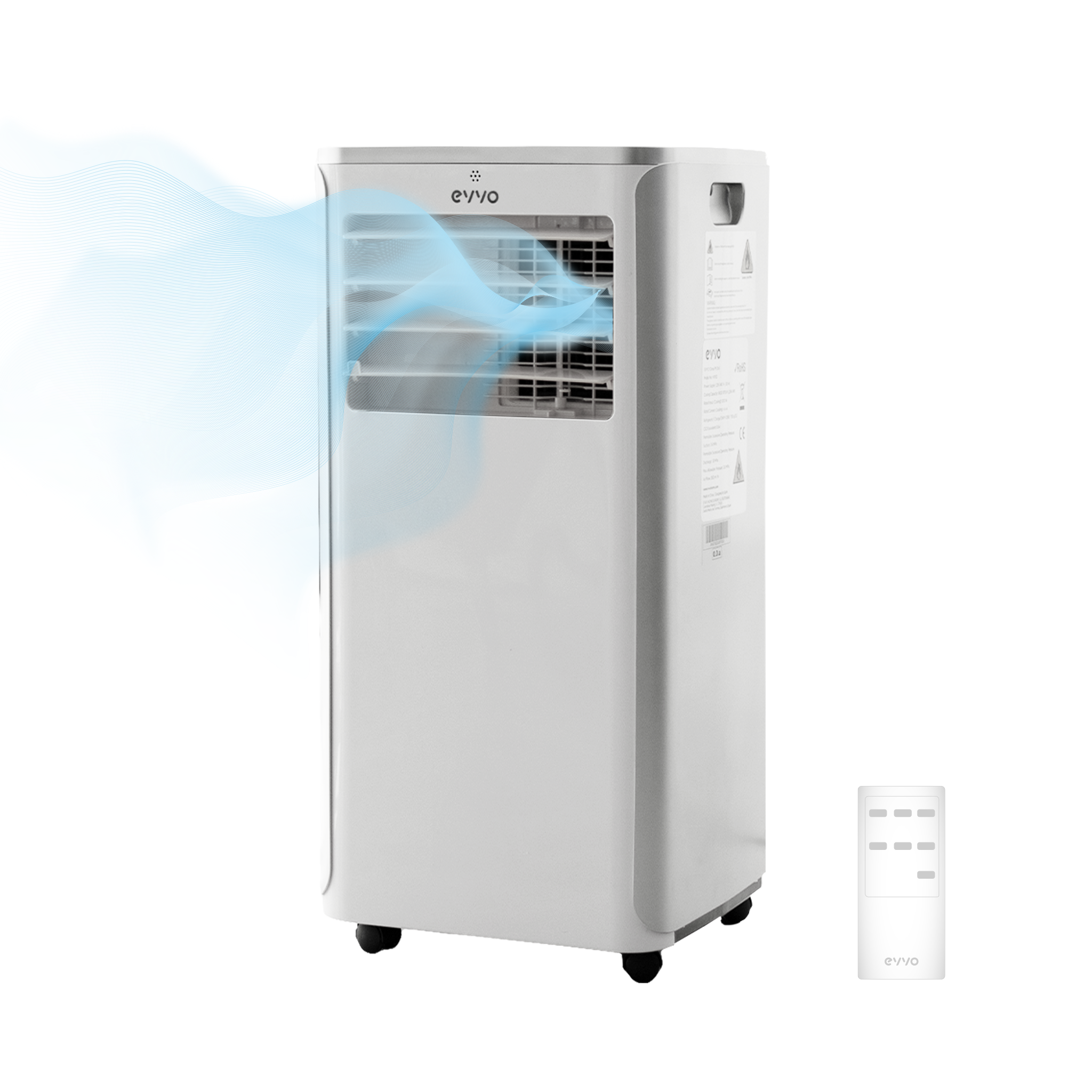 EVVO Aire Acondicionado Portatil 3 in 1 Clima P9, silencioso, 9.000 BTU, con Mando a Distancia, Superficie 20m2, Blanco
