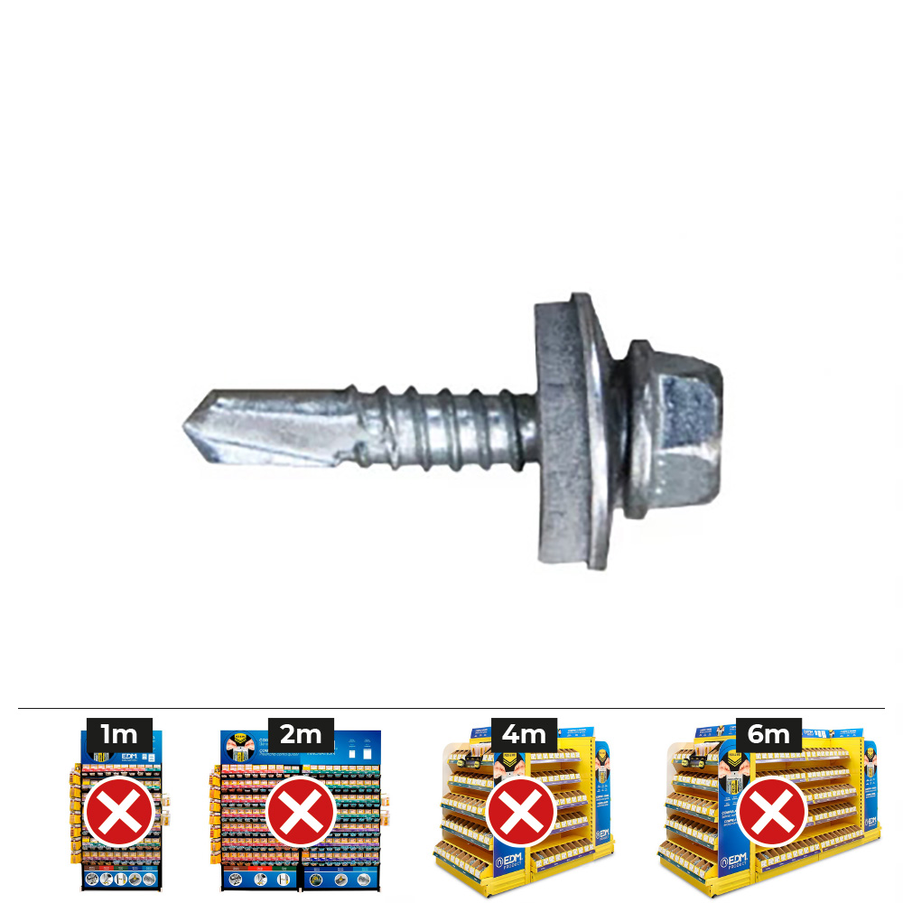 Celo 96325730125 - Tornillo Punta Broca Din 7301 Cabeza Hexagonal Diámetro 6,3X25 Mm, Arandela de Epdm Diámetro 25 Cincado, 250 Unidades