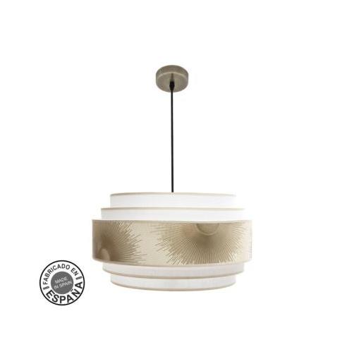 Colgante Nepal 5P 3xe27 Cuero/blanco/oro Regx50x50cm