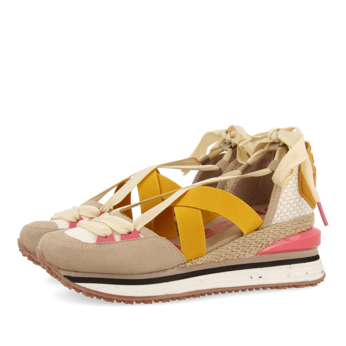 Gioseppo Zapatilla Beige Espadrille Cuña Mujer Tendencia Rompedora