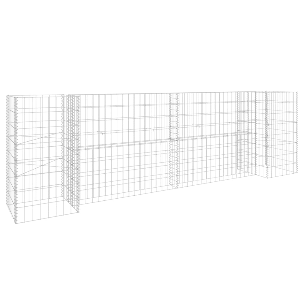 Vidaxl Jardinera de Gaviones Forma de H Alambre de Acero Dimensiones 260 X 40 X 40 Cm