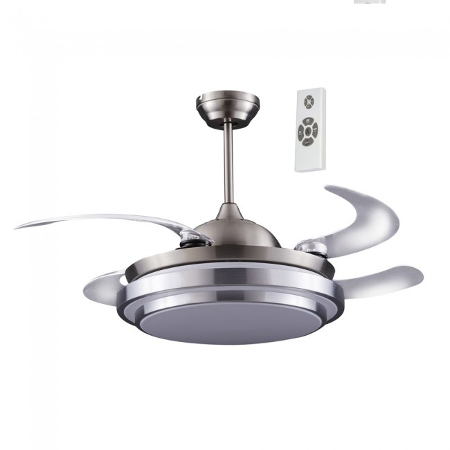 Wonderlamp Ventilador LED con aspas plegables Twin Plata (36W)