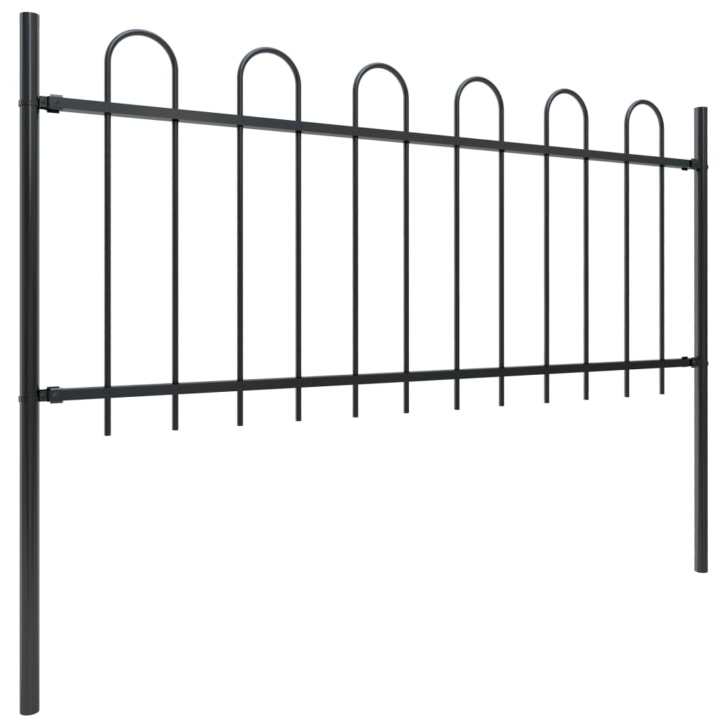 Valla de Jardín Vidaxl de Acero Negro con Puntas de Aro 0.8 M X 1.7 M
