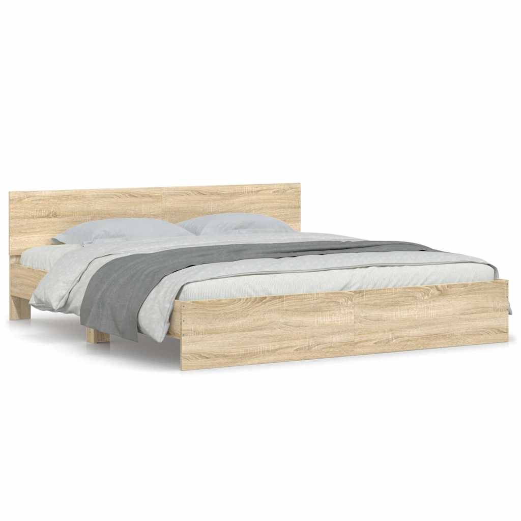 vidaXL Estructura de cama con cabecero roble Sonoma 180x200 cm