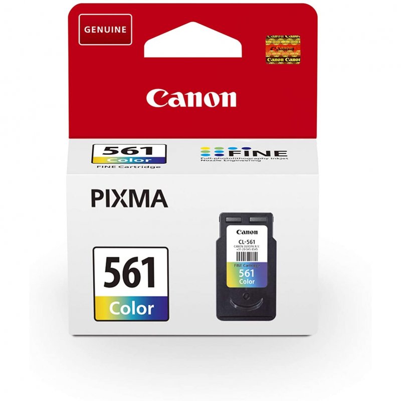 Canon CL-561 Original Tricolor Ink Cartridge, 8.3ml, prints up to 180 A4 pages with vivid colors, compatible with Canon PIXMA TS5350 series for reliable quality.