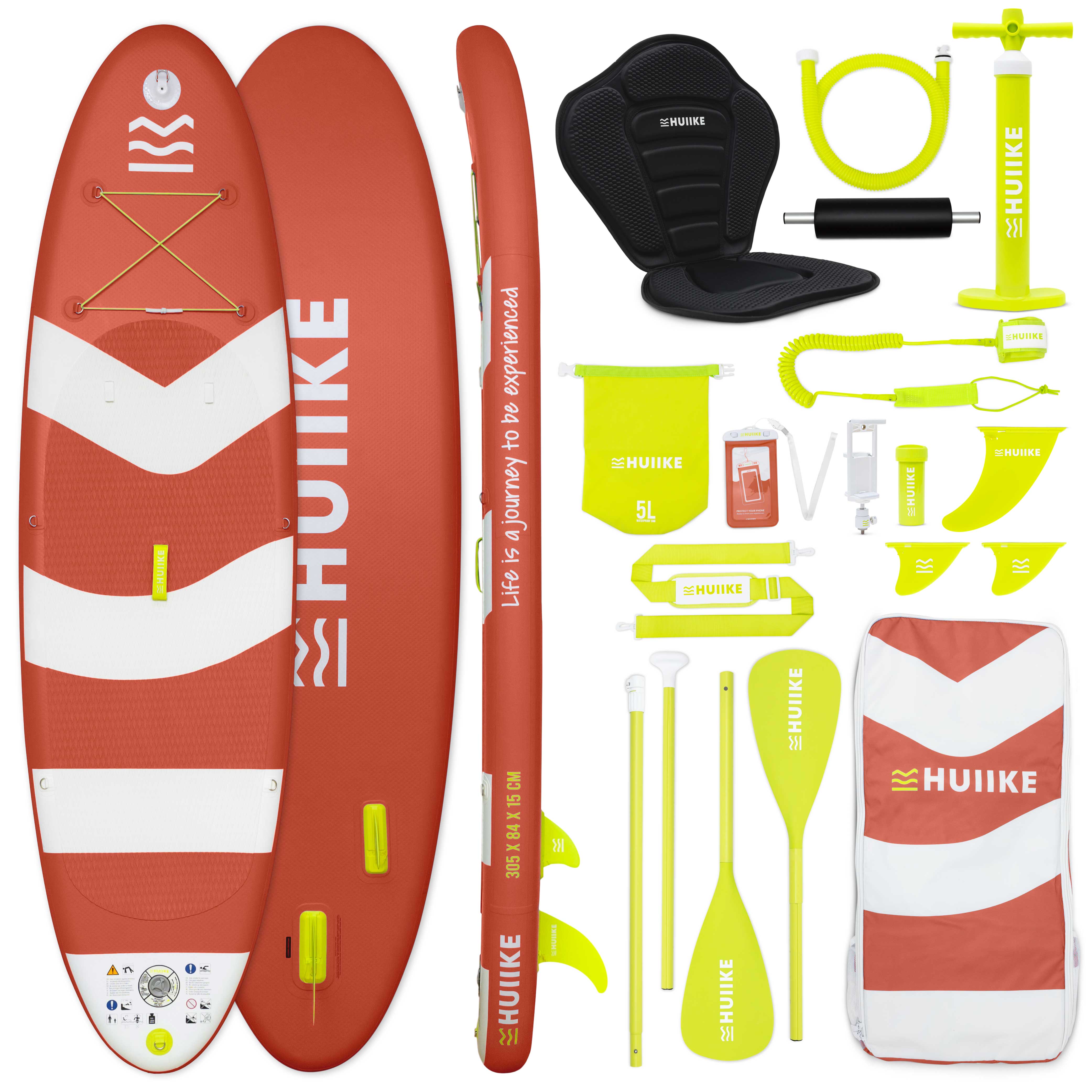 Tabla Paddle Surf Hinchable con Accesorios Premium - HUIIKE | Tabla Padel Surf Hinchable con Remo Doble Uso y Asiento Kayak | Stand Up Paddle Board Gran Estabilidad y Resistencia | Pádel SUP Board