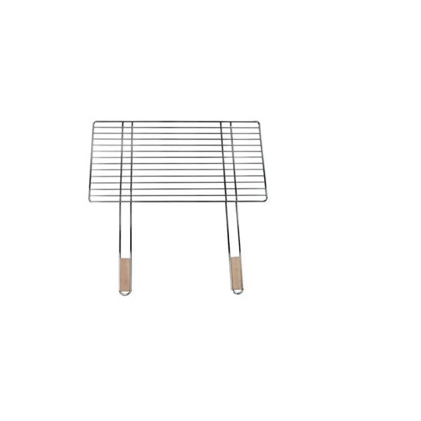4U-Onlinehandel Parrilla 68 x 40 cm Con 2 asas de madera acero cromado parrilla parrilla para óxido