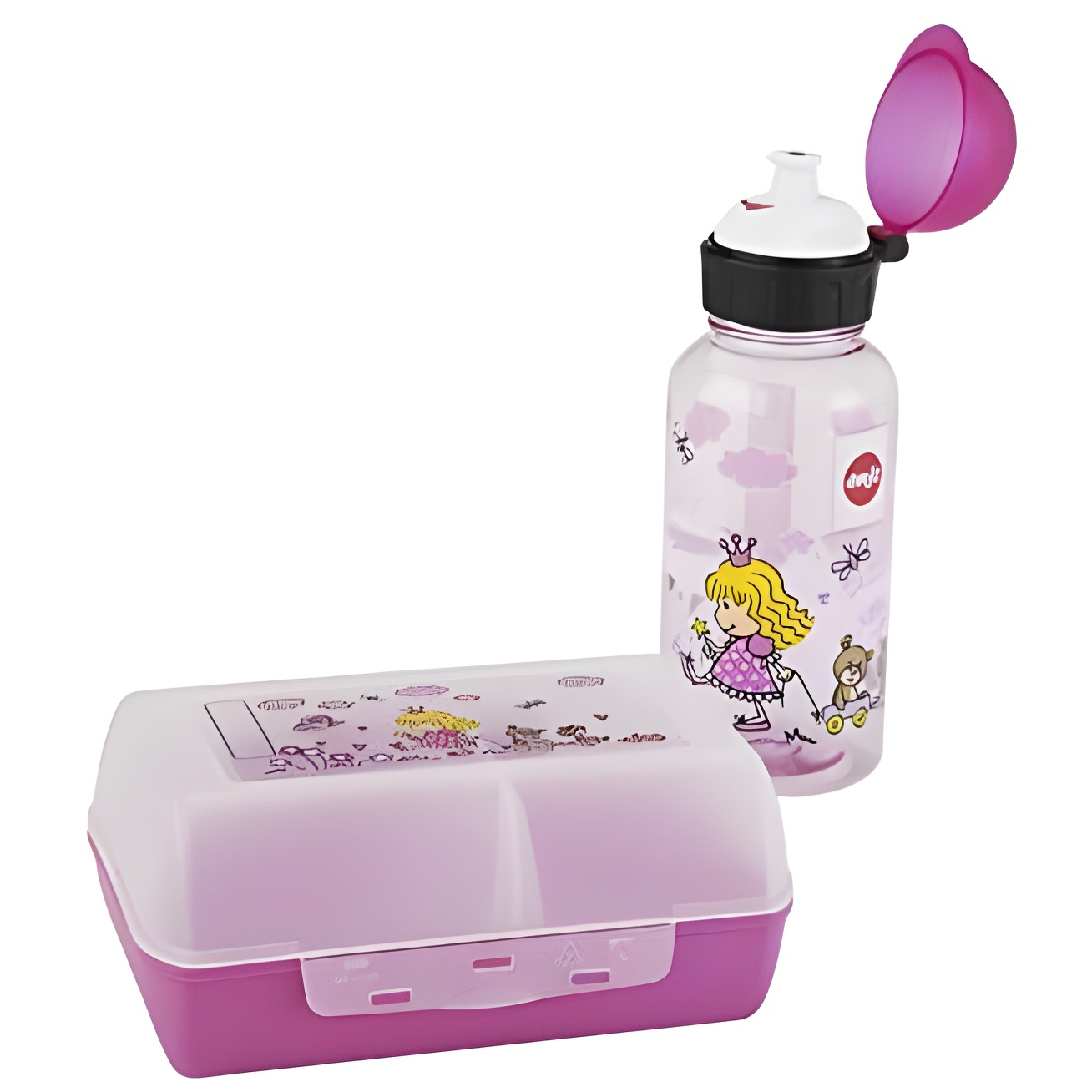 Emsa 518137 - Set botella de agua y fiambrera princesa para niños de Tritan