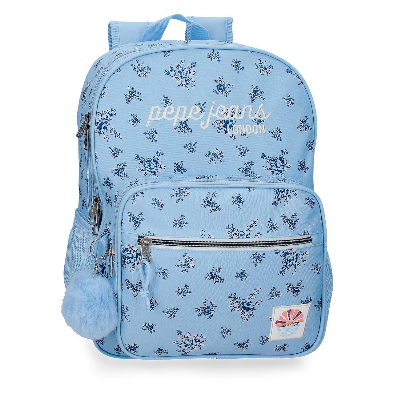 Mochila escolar adaptable a carro Pepe Jeans Olivia 30x40x12cm Azul Claro