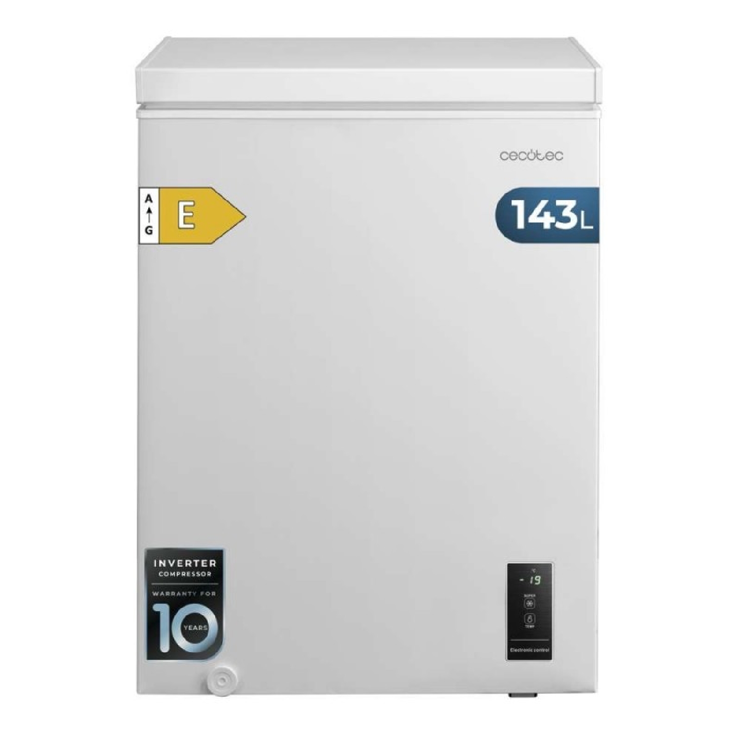 Cecotec Congelador Horizontal 143L Bolero CoolMarket Chest 143P White E. Cesta con Asas, Control Electrónico LED