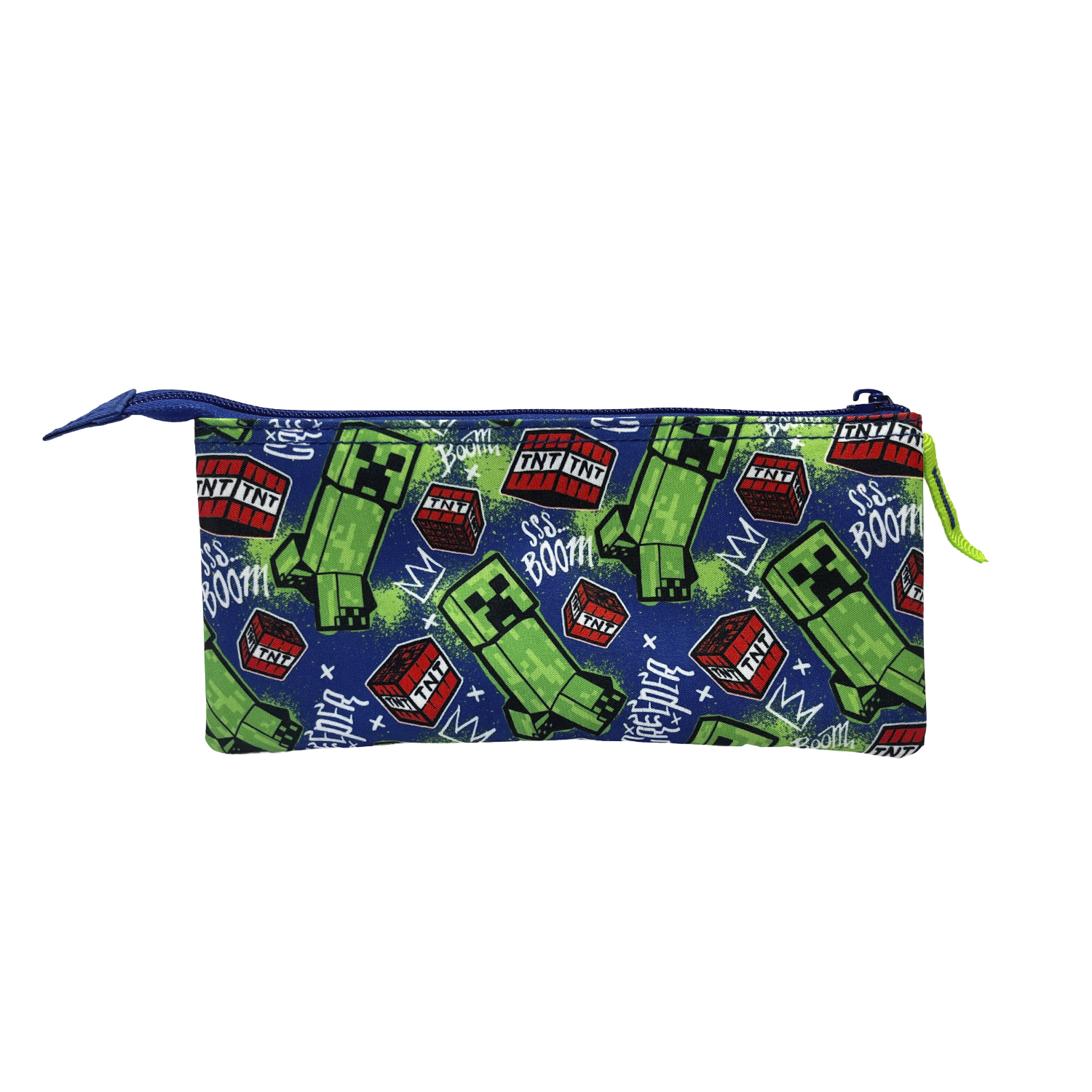 Estuche Triple Minecraft Boom Creeper. Interior totalmente forrado y personalizado.