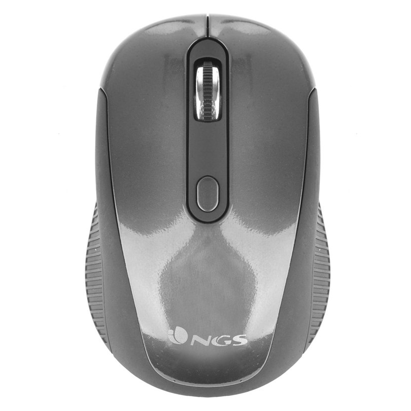 NGS Haze Wireless Mouse 800/1600 DPI - Compact RF 2.4 GHz optical mouse with 3 buttons, nano USB connection, suitable for laptops, powered by AAA battery, ergonomic design in black. Ideal wireless mouse for seamless performance.