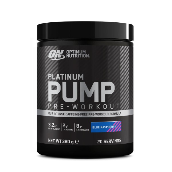 Optimum nutrition Platinum PUMP Pre-Workout - 380 gr Sin Cafeína para Energía, Resistencia y Enfoque Mental