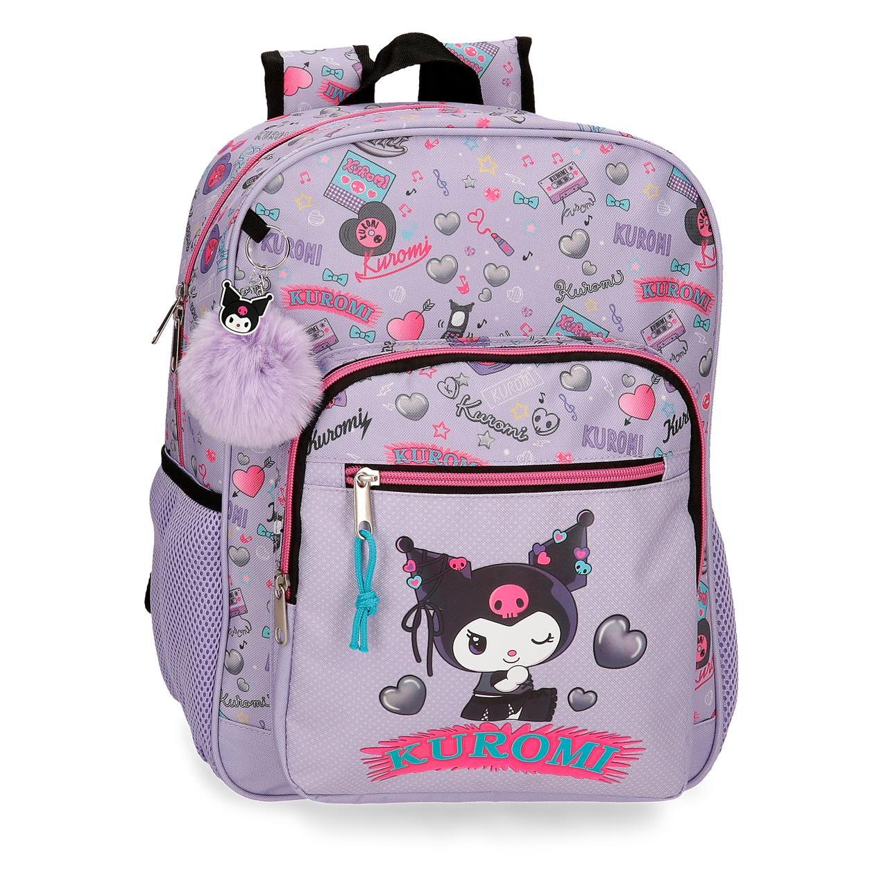 Mochila escolar adaptable a carro Kuromi Retropop 30x38x12cm Morado